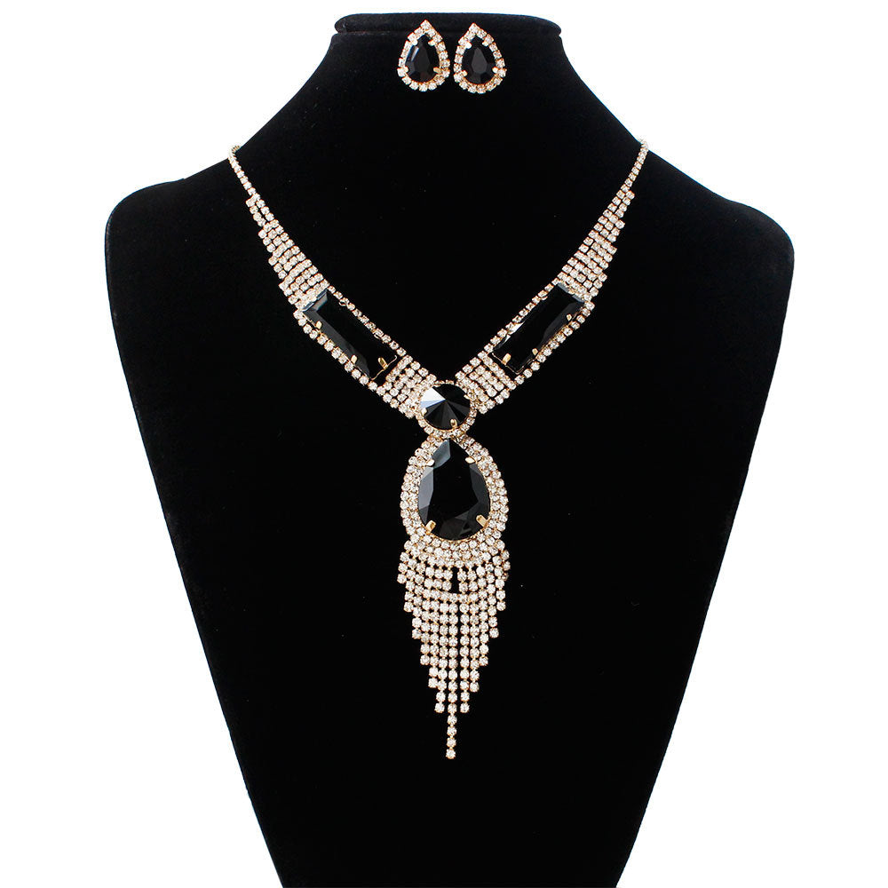 S151 fashion bridal , tassel diamond, colorful micro wedding jewelry, necklace, earring set