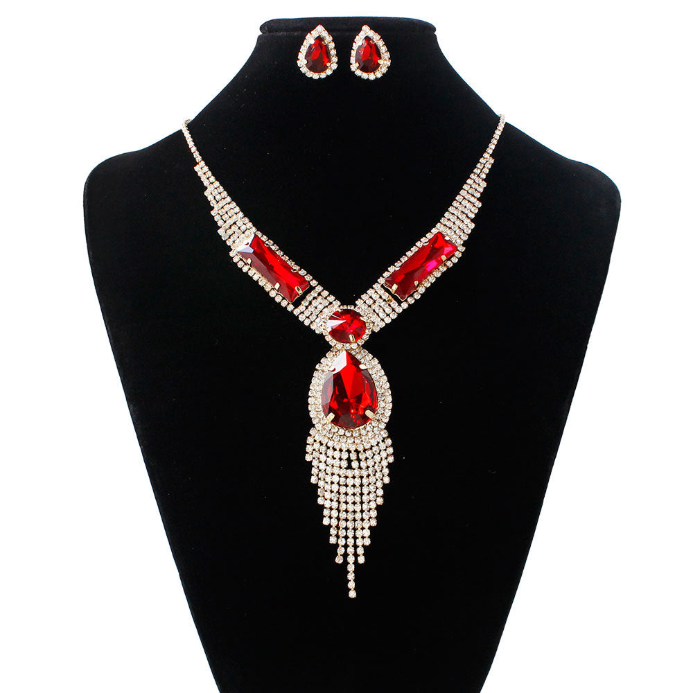 S151 fashion bridal , tassel diamond, colorful micro wedding jewelry, necklace, earring set