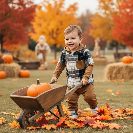 Toddler Baby Boy Clothes Plaid Long Sleeve Hoodie Sweatshirt & Pants 2pcs Outfit Set