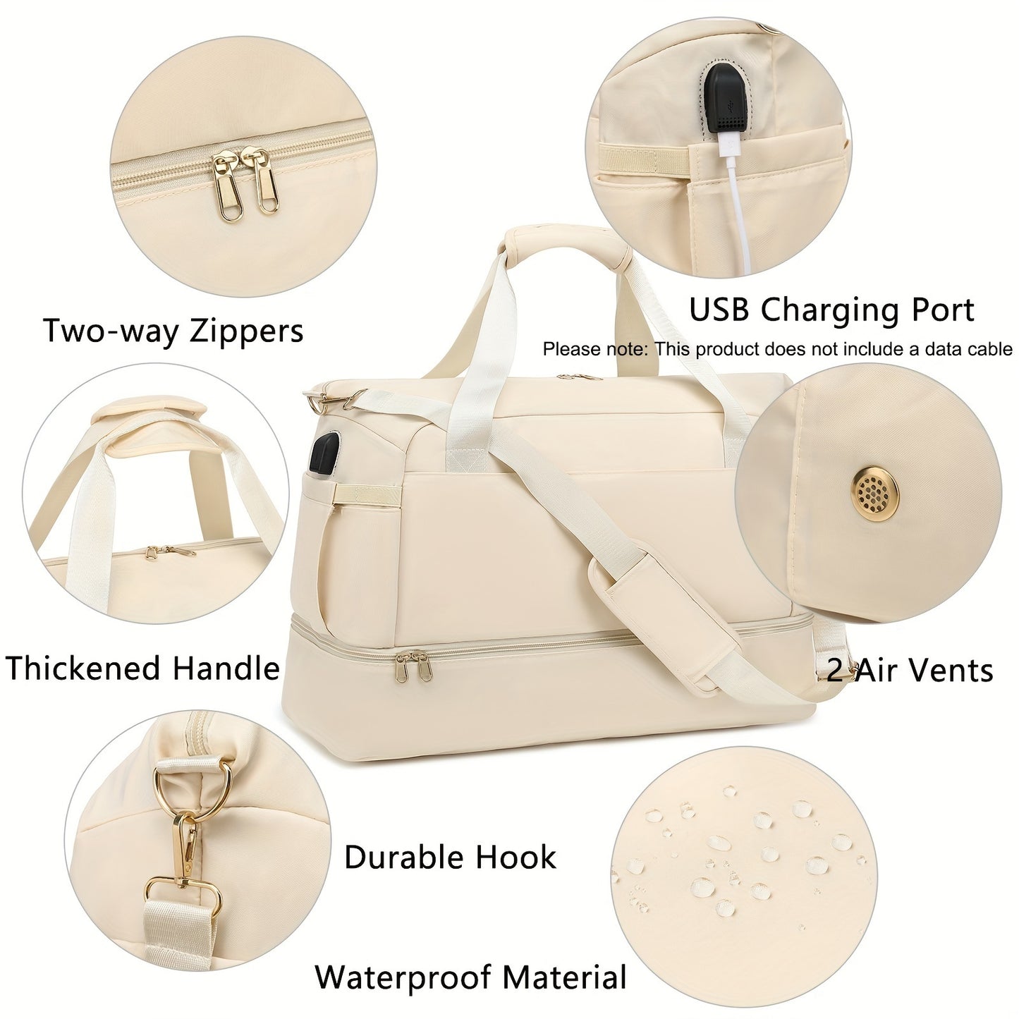 Women's Travel Sports Gym Yoga Duffel Weekender Overnight Totes Bag