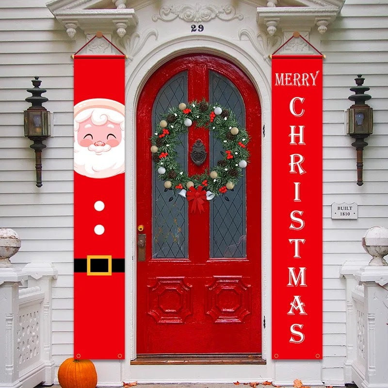 Christmas couplets curtains pull hanging flags window