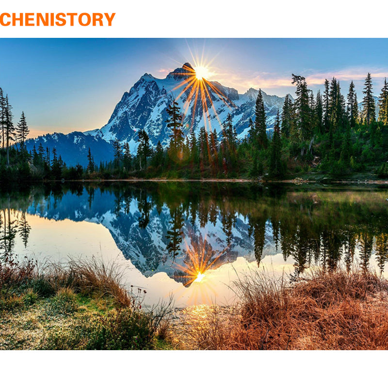 Snow Mountain By Numbers Kits Landscape Paint On Canvas Painting Calligraphy Home Deco