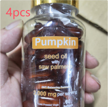 Pumpkin seed oil soft capsules bottle, 4pcs option, saw palmetto, 60 softgels