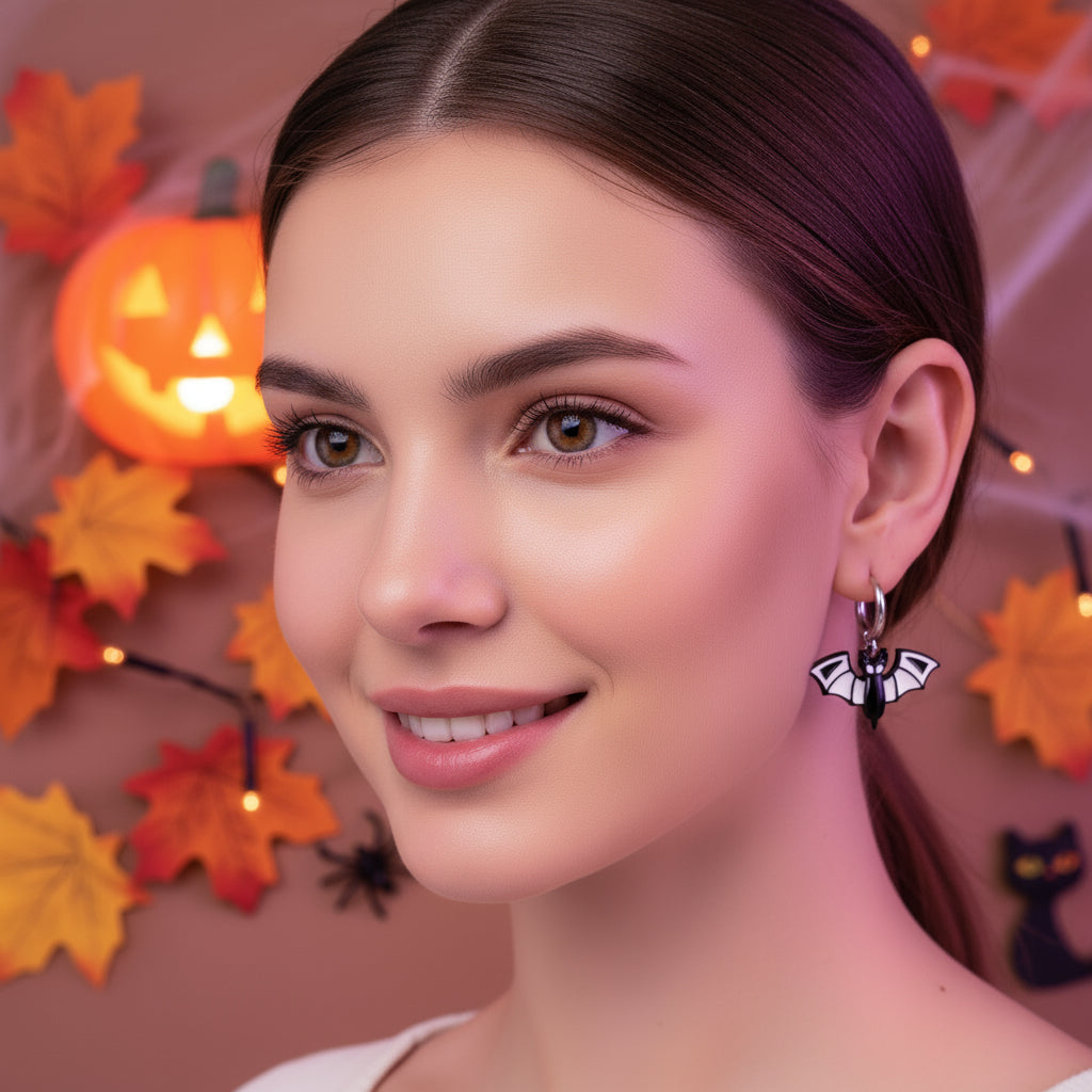 Halloween Funny Earrings Female Personality Ghost Pumpkin Bat Cartoon