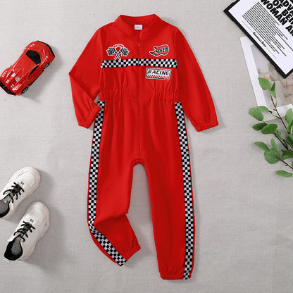 Toddler Girls Boys Racing Jumpsuit, Racer Outfit, Party Race Car Driver Clothing Set