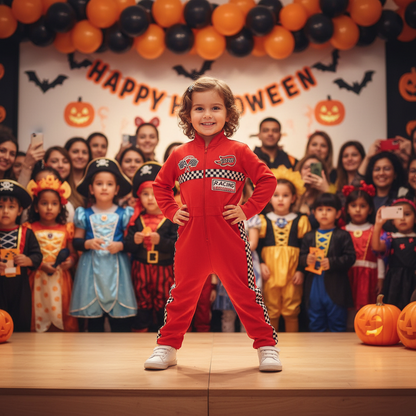 Toddler Girls Boys Racing Jumpsuit, Racer Outfit, Party Race Car Driver Clothing Set