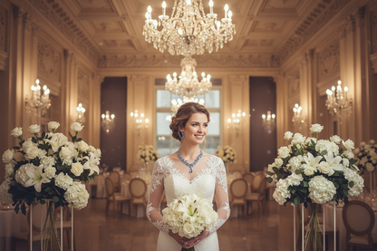 Blue gemstone bridal necklace and drop earrings