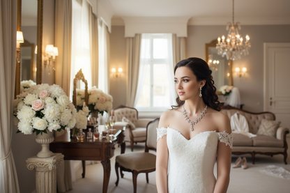 Blue gemstone bridal necklace set with drop earrings