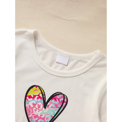 Kid's 'Grandma And Granddaughter' Letter & Heart Print Long Sleeve Top & Pants Set, 2 Sets Comfy Loungewear Outfit