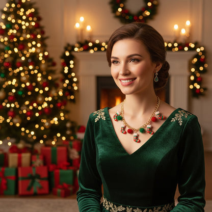 New Christmas Tree Bell Santa Claus Necklace Creative Personalized Pendant Clavicle Chain Jewelry