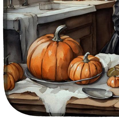 Schnauzer Fall Kitchen Pumpkins Dish Drying Mat