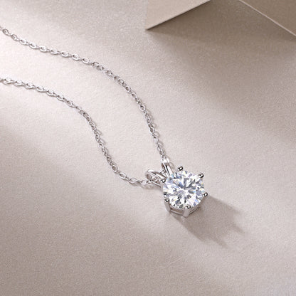 Romantic Mark Luxury Fashion Diamond Pendant Necklace Set With Mosan Diamond Silver Ornaments