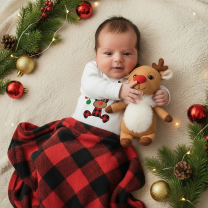 Christmas Newborn Baby White Long Sleeve Jumpsuit