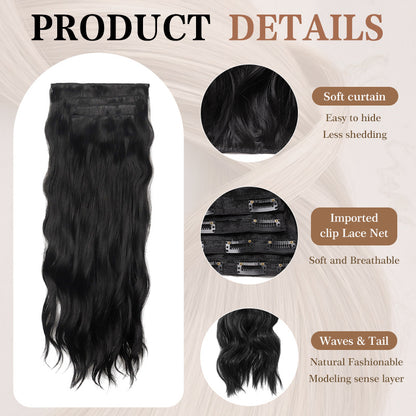 Hold balance Clip on Hair Extensions Long Straight Wavy Synthetic Hairpiece, Natural & Soft & Blends Well Daily Use, Fashion Accessories