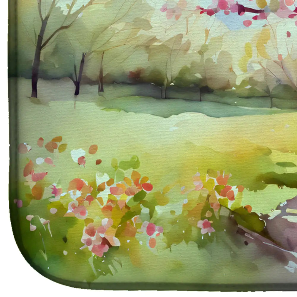 Michigan Apple Blossoms in Watercolor Dish Drying Mat