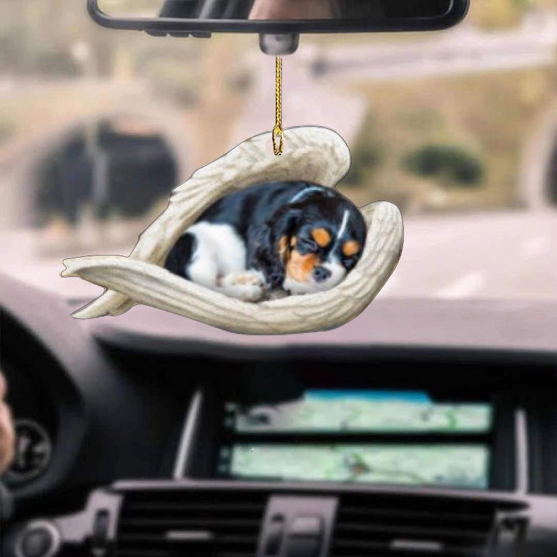 Car Pendant Sleeping Dog Angel Home Decor Acrylic Showcase Hanging Ornaments For Doors
