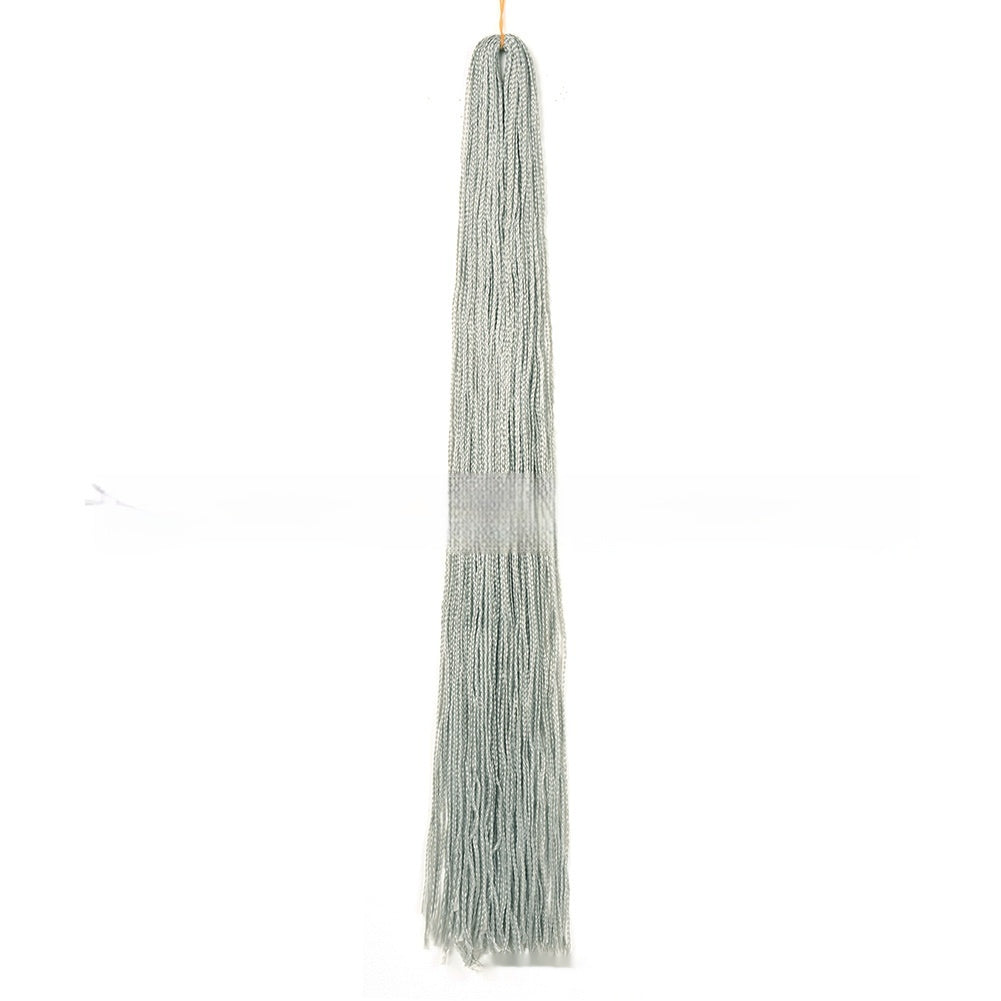 Light gray braided crochet hair extension bundle with long straight strands