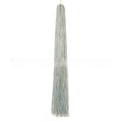 Light gray braided crochet hair extension bundle with long straight strands