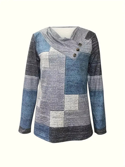 New Checked Long-sleeved Top Casual Button-down T-shirt