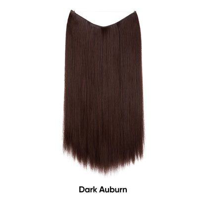 Black brown straight hair extension piece with invisible fishline base