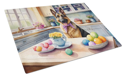 Decorating Easter German Shepherd Glass Cutting Board