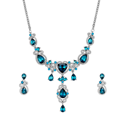 Bridal Set Two Piece Jewelry Blue Love Alloy Necklace