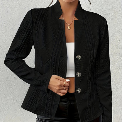 Women's Elegant Textured Open Front Business Casual Work Office Blazer Jacket Suit