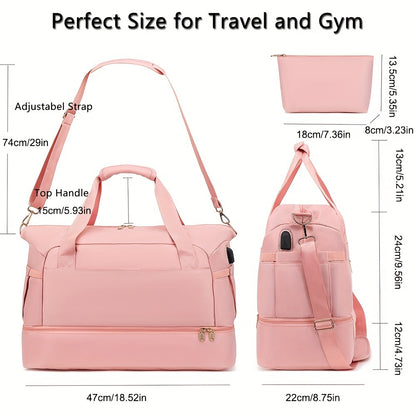 Women's Travel Sports Gym Yoga Duffel Weekender Overnight Totes Bag