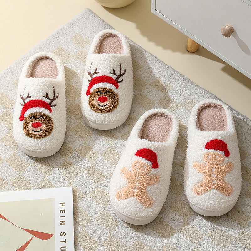 Christmas Home Cute Cartoon Santa Claus Cotton Slippers