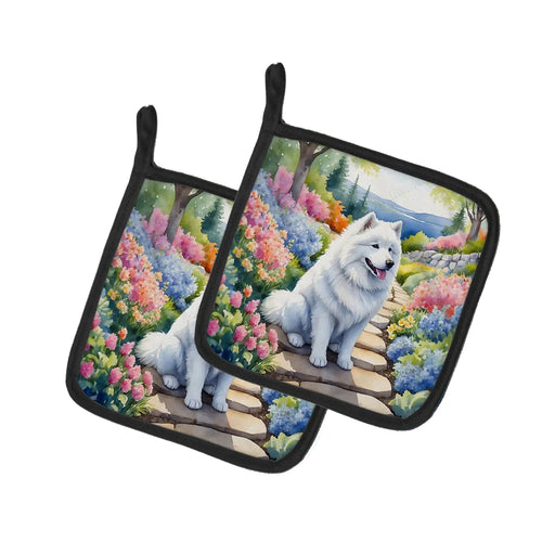 Samoyed Spring Path Pair of Pot Holders