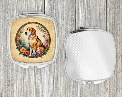 American Foxhound and Flowers Compact Mirror
