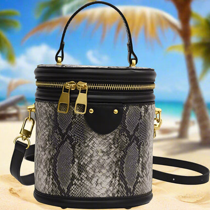 RTGGSEL Quilted Lattice Crossbody Shoulder Bags for Women Small Tote Square Satchel Handbags Purse with Bunny Doll Pendant (Snake Black)