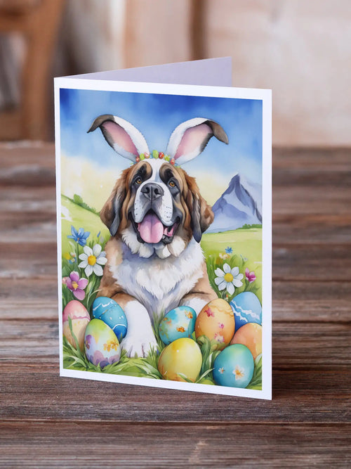 Saint Bernard Easter Egg Hunt Greeting Cards Pack of 8
