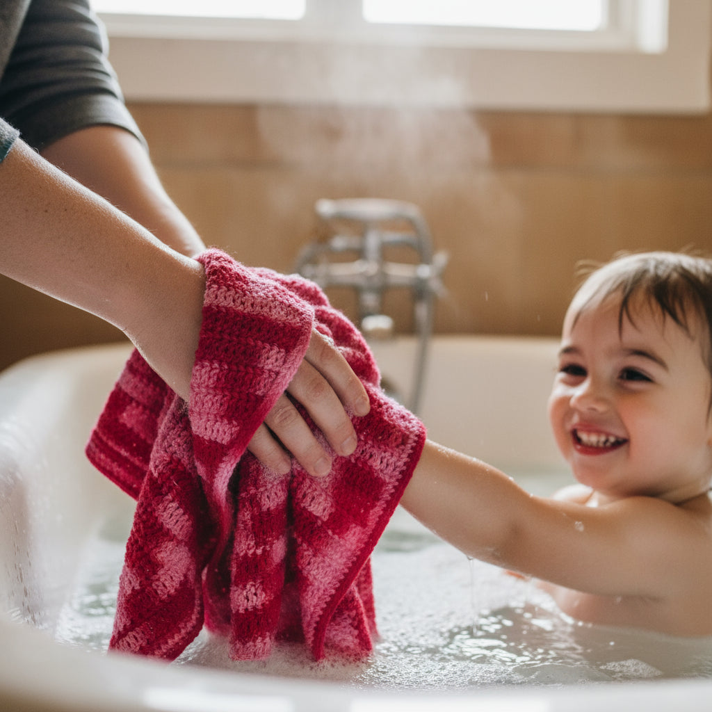 HandMade Cotton Dish Cloths 3 Tone Reds