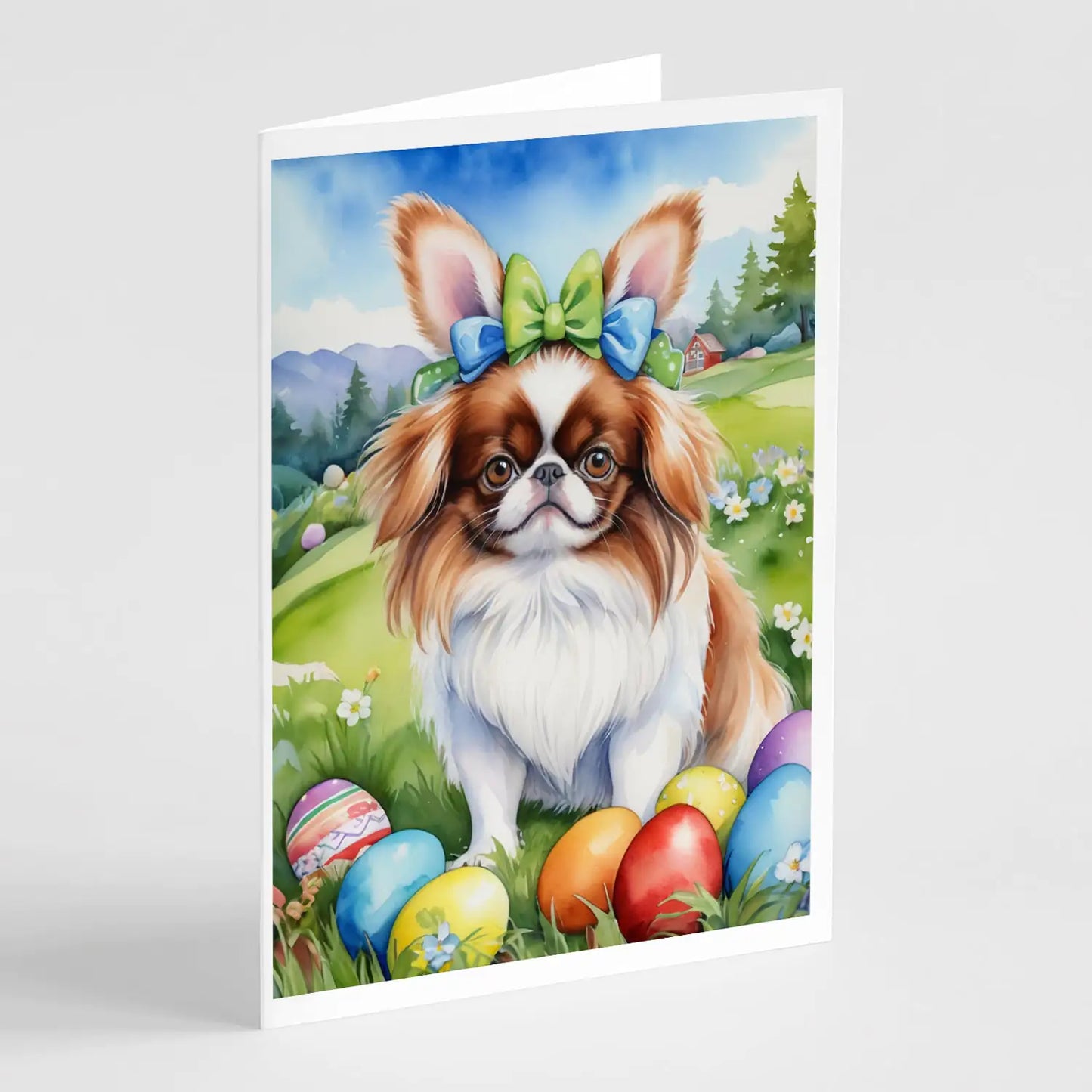 Japanese Chin Easter Egg Hunt Greeting Cards Pack of 8
