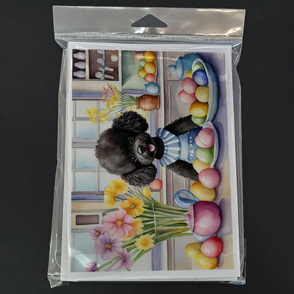 Decorating Easter Black Poodle Greeting Cards Pack of 8