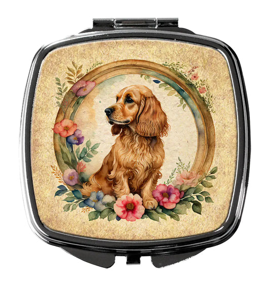 English Cocker Spaniel and Flowers Compact Mirror