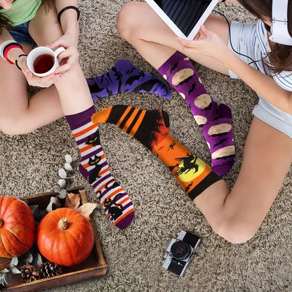 6 Pairs Halloween Socks For Men Women Girls Funny Pumpkin Spider Black Cat Cotton Sock Set