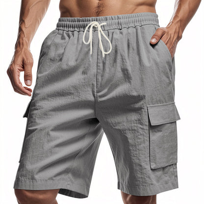 Loose And Leisure Solid Color Linen Drawstring Shorts