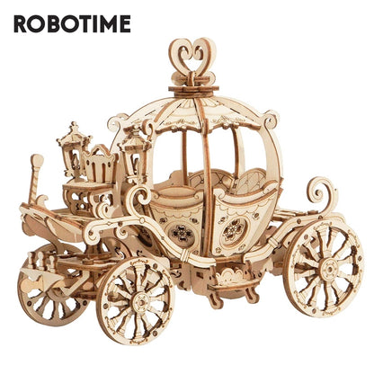 Robotime Pumpkin Cart Model 3D Wooden Puzzle Games Assembly Toys For Children Kids Girls Birthday Christmas Gift