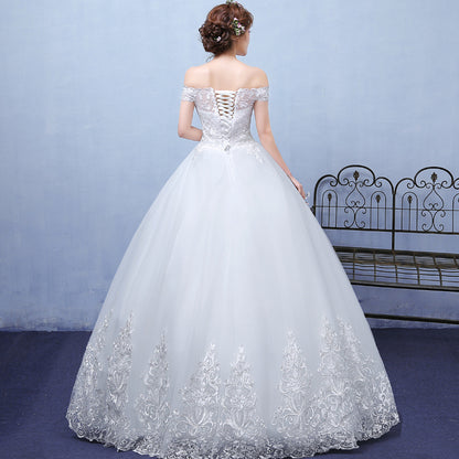 White Shoulder Wedding Lace Dress
