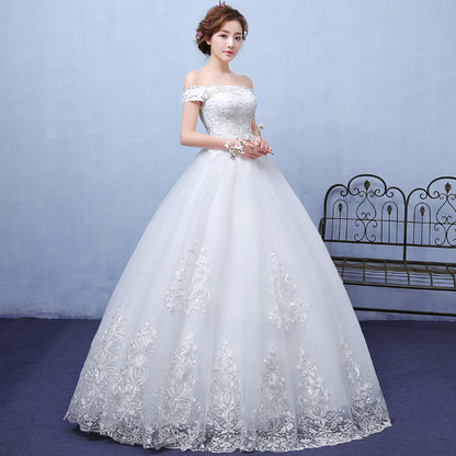 White Shoulder Wedding Lace Dress