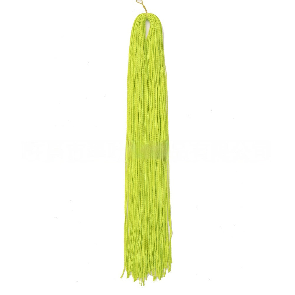 Neon lime green braided crochet hair extension with long fringe tassels