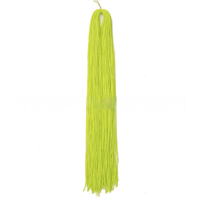 Neon lime green braided crochet hair extension with long fringe tassels