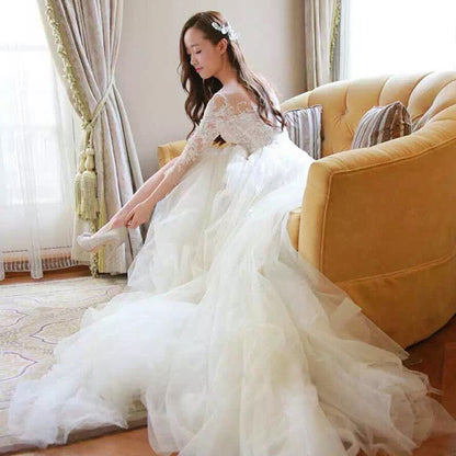 Wedding Bride Lace Sleeves Dress