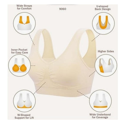 3-Pack Sports Bras, Padded Strappy Racerback Push Up Open Back Medium Support Sports Yoga