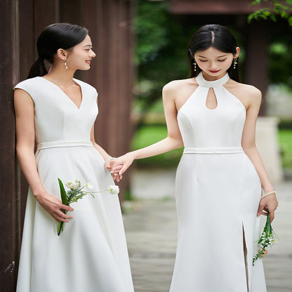White Bridesmaid Dress Daily Style Formal Dress