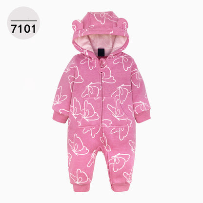 Double Layer One-piece Zipper Hooded Sweater For Children