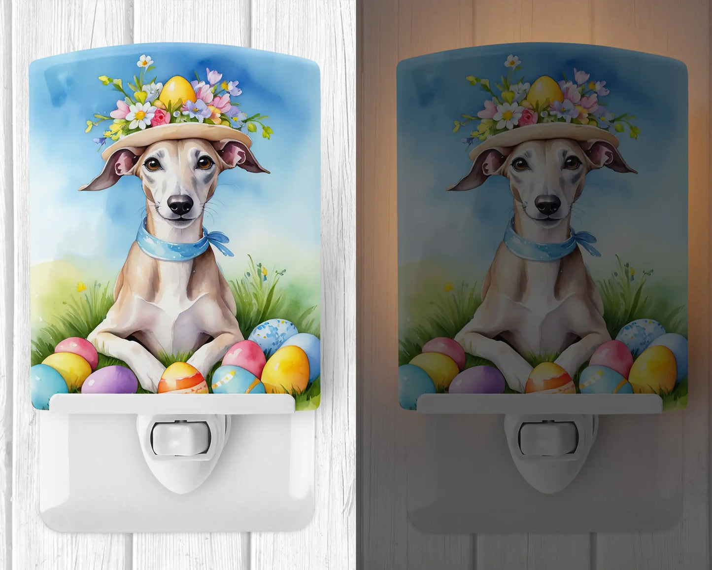 Whippet Easter Egg Hunt Ceramic Night Light