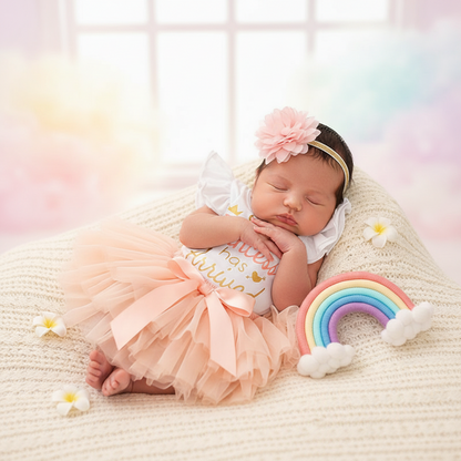 Newborn Baby Girl Outfits Infant Letter Print Romper Tutu Skirt Headband Coming Home Clothes Set
